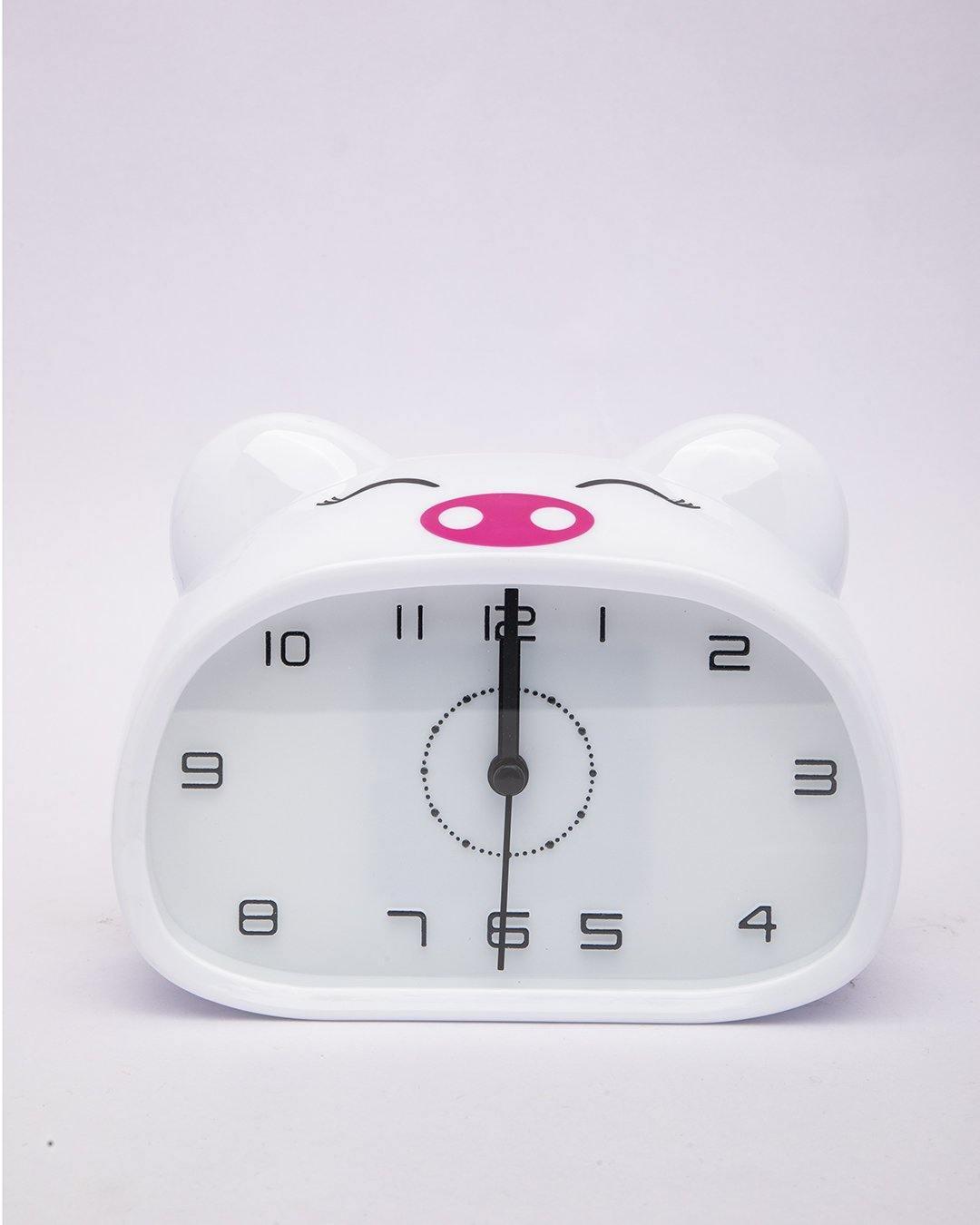 Table Clock, Alarm Clock, Analogue, White, Plastic - MARKET 99