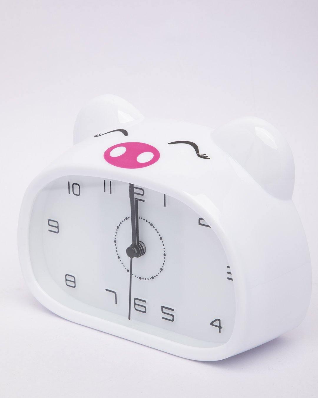 Table Clock, Alarm Clock, Analogue, White, Plastic - MARKET 99