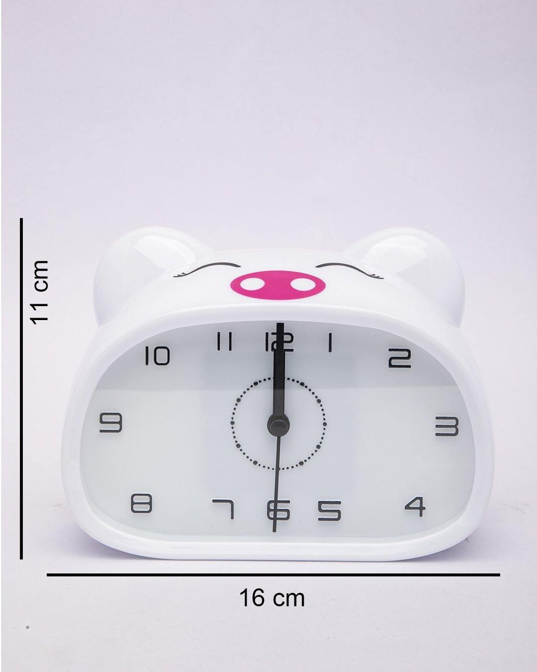 Table Clock, Alarm Clock, Analogue, White, Plastic - MARKET 99