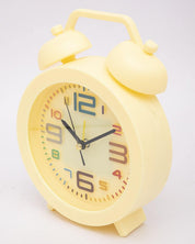 Table Clock, Alarm Clock, Analogue, Yellow, Plastic - MARKET 99