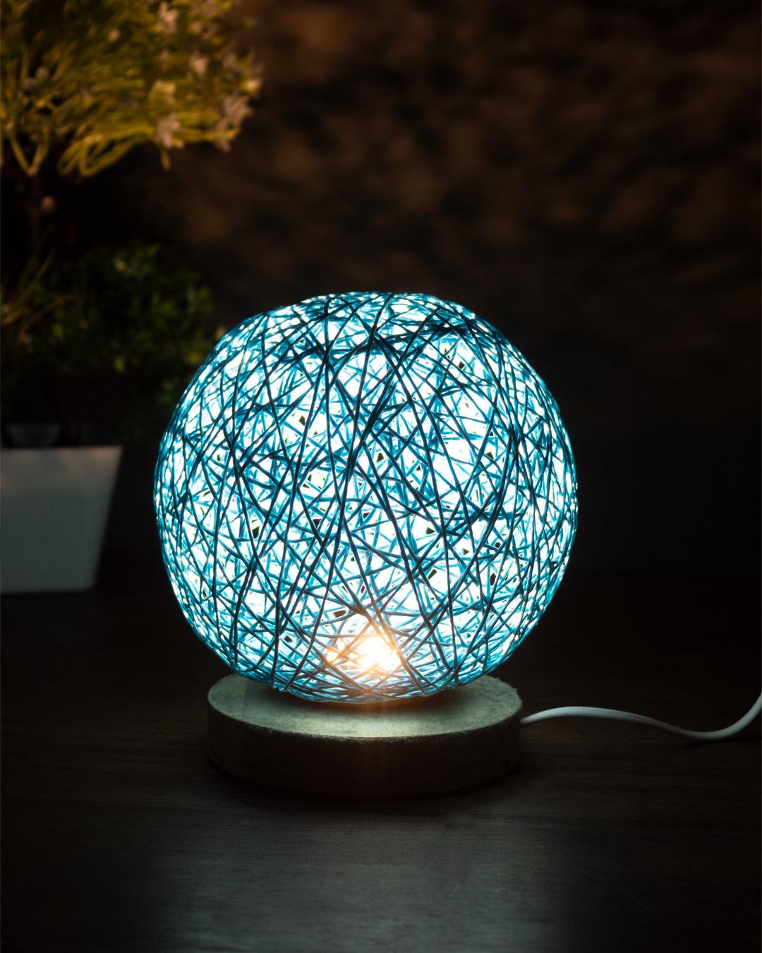 Table Lamp, Mesh Design, Blue, Plastic & Cotton - MARKET 99