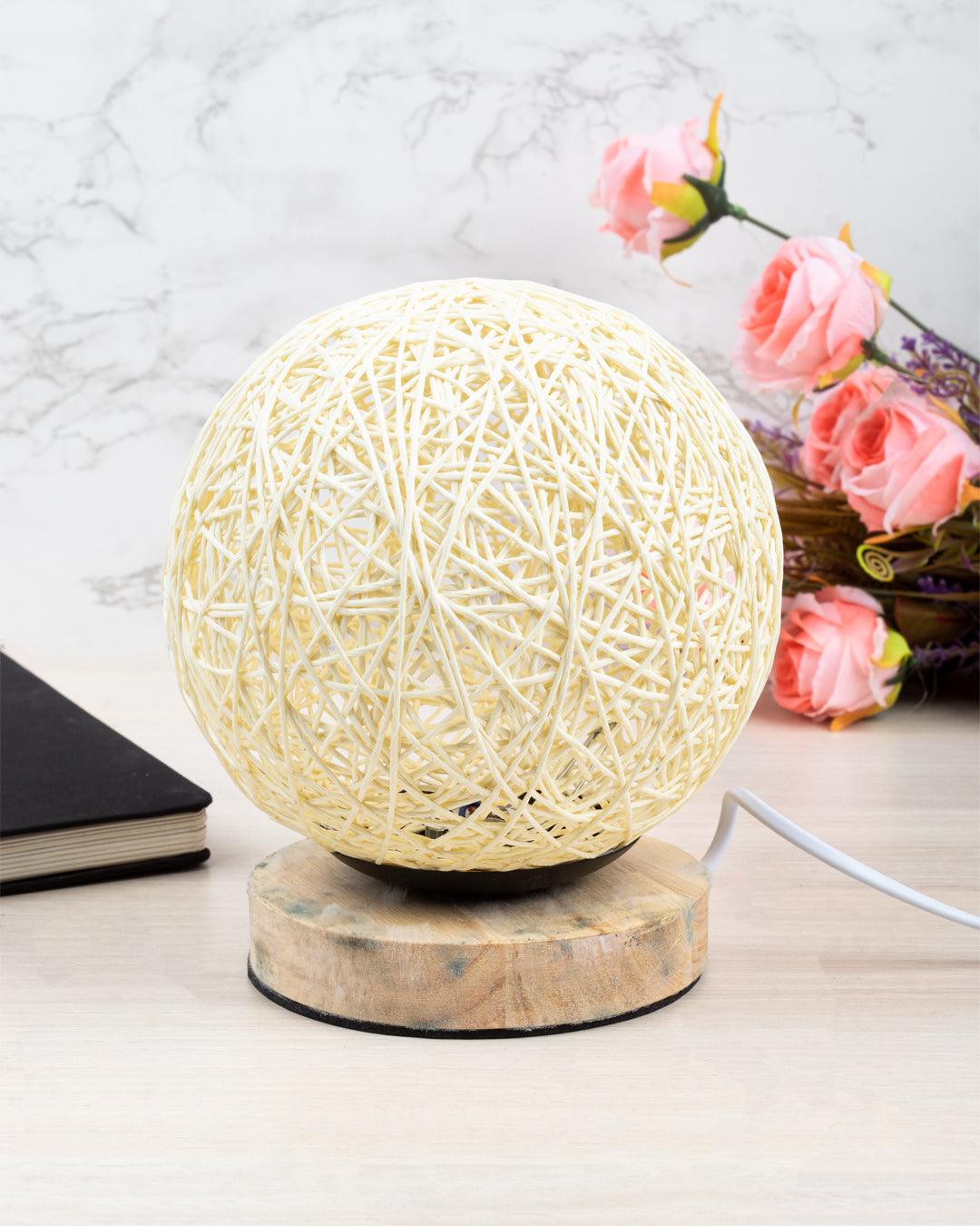 Table Lamp, Mesh Design, Cream, Plastic & Cotton - MARKET 99