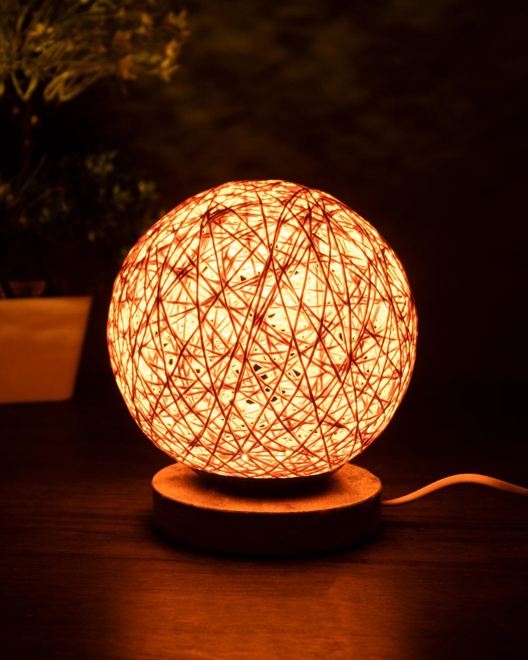 Table Lamp, Mesh Design, Orange, Plastic & Cotton - MARKET 99