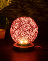 Table Lamp, Mesh Design, Red, Plastic & Cotton - MARKET 99