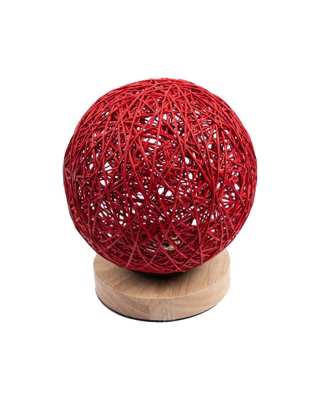 Table Lamp, Mesh Design, Red, Plastic & Cotton - MARKET 99