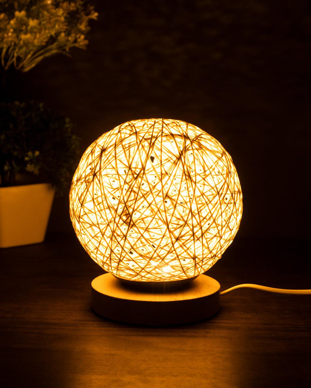 Table Lamp, Mesh Design, Yellow, Plastic & Cotton - MARKET 99