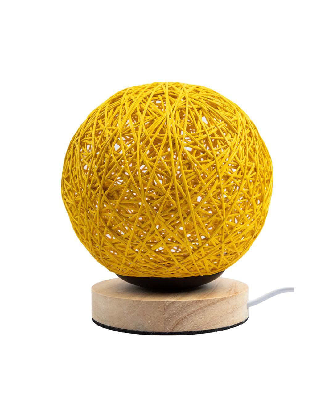 Table Lamp, Mesh Design, Yellow, Plastic & Cotton - MARKET 99