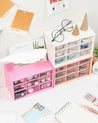 Table Organiser with Multiple Compartments, Peach, Plastic - MARKET 99