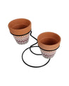 Table Planters with Holder, Tribal Print, 2 Planters, Multicolor, Ceramic - MARKET 99