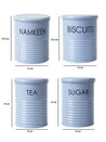 Tea & Sugar Jar (Each 900 Ml) +  Biscuits & Namkeen Jar (Each 1700 Ml) - Light Blue, Set Of 4