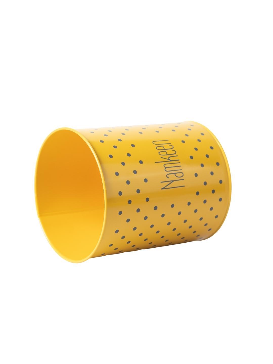 Tea & Sugar Jar (Each 900 Ml) + Cookie & Namkeen Jar (Each 1700 Ml) - Polka Dot Yellow, Set Of 4