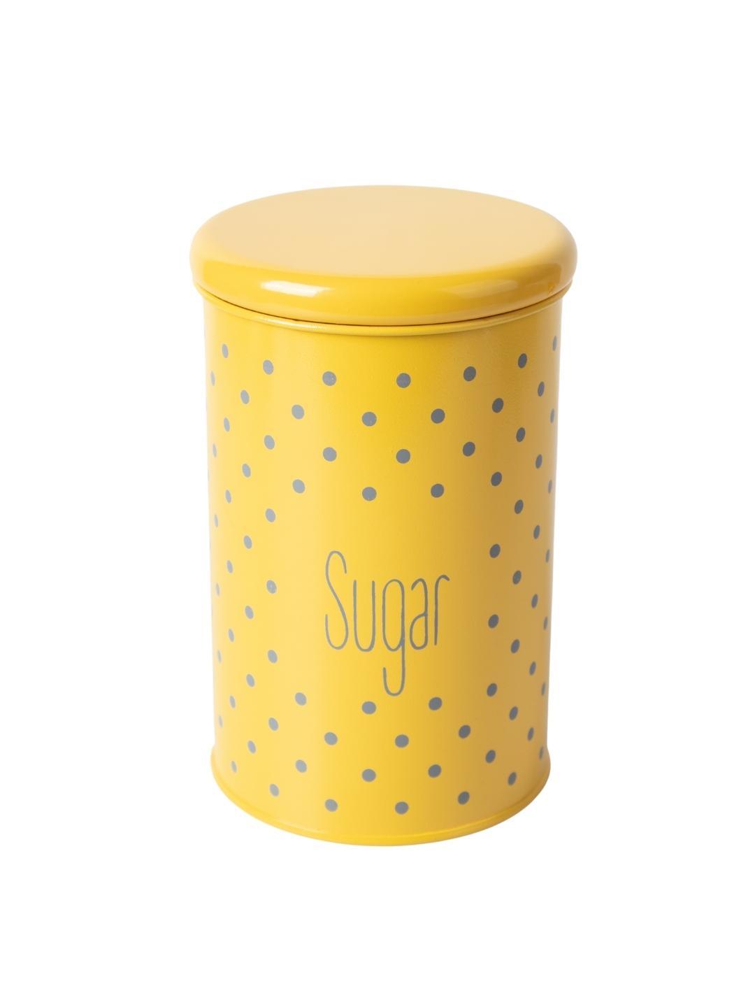 Tea & Sugar Jar (Each 900 Ml) + Cookie & Namkeen Jar (Each 1700 Ml) - Polka Dot Yellow, Set Of 4