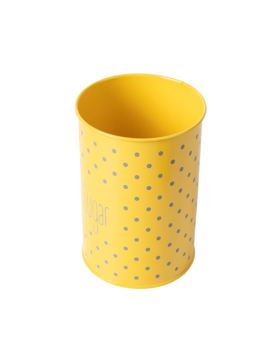 Tea & Sugar Jar (Each 900 Ml) + Cookie & Namkeen Jar (Each 1700 Ml) - Polka Dot Yellow, Set Of 4