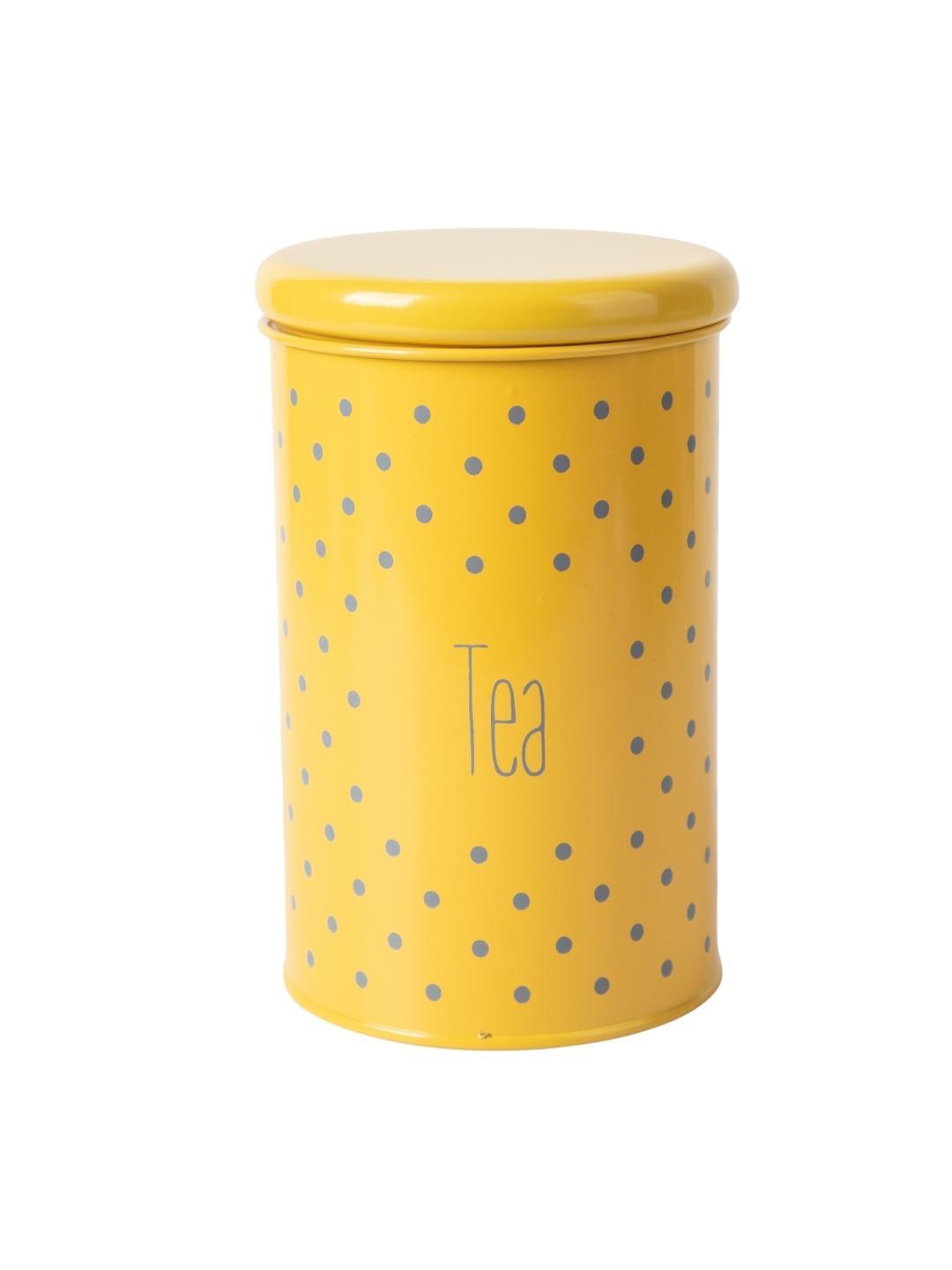 Tea & Sugar Jar (Each 900 Ml) + Cookie & Namkeen Jar (Each 1700 Ml) - Polka Dot Yellow, Set Of 4