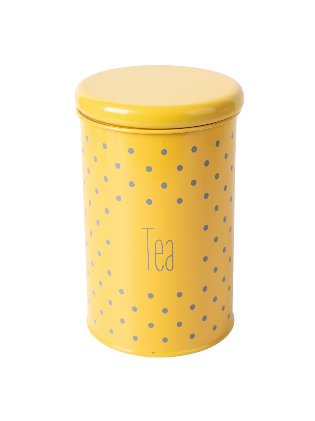 Tea & Sugar Jar (Each 900 Ml) + Cookie & Namkeen Jar (Each 1700 Ml) - Polka Dot Yellow, Set Of 4