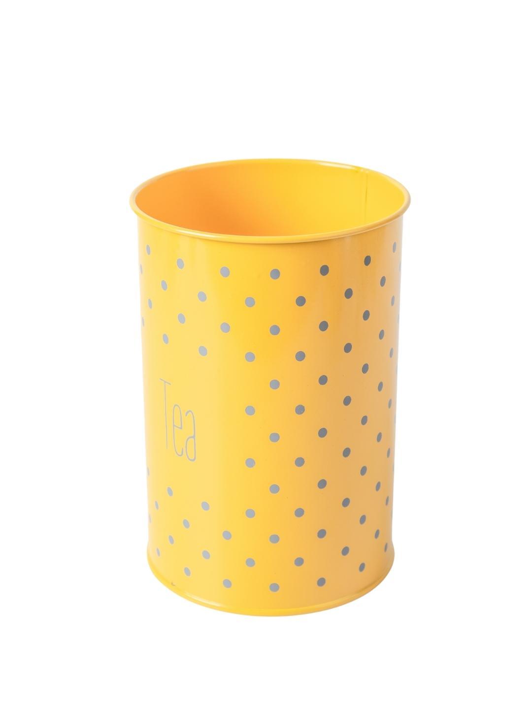 Tea & Sugar Jar (Each 900 Ml) + Cookie & Namkeen Jar (Each 1700 Ml) - Polka Dot Yellow, Set Of 4