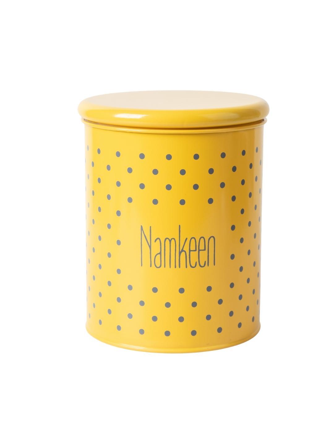 Tea & Sugar Jar (Each 900 Ml) + Cookie & Namkeen Jar (Each 1700 Ml) - Polka Dot Yellow, Set Of 4