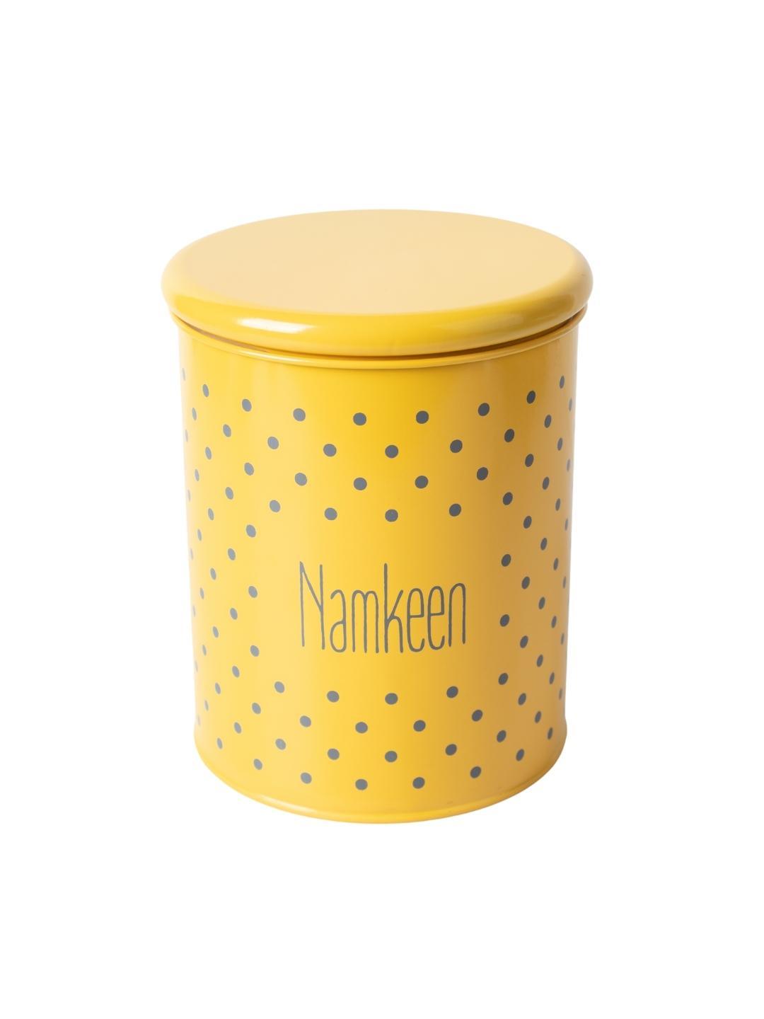 Tea & Sugar Jar (Each 900 Ml) + Cookie & Namkeen Jar (Each 1700 Ml) - Polka Dot Yellow, Set Of 4