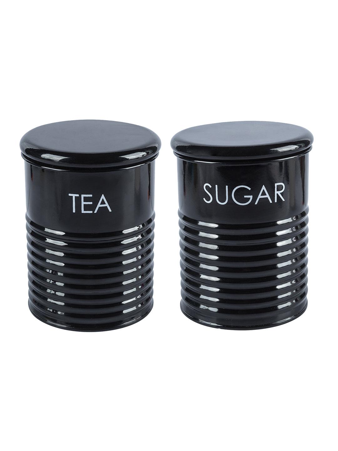 Tea & Sugar Jar - Set Of 2 (Black, Each 900 mL) - MARKET 99