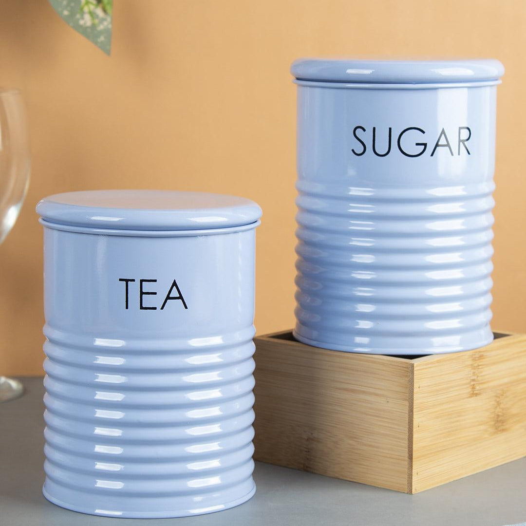 Tea & Sugar Jar - Set Of 2 (Blue, Each 900 mL) - MARKET 99