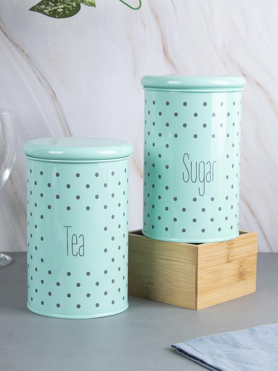 Tea & Sugar Jar - Set Of 2 (Green, Each 900 mL) - MARKET 99