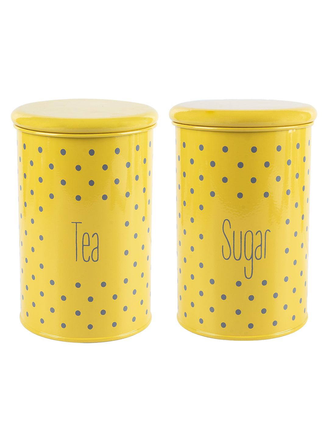 Tea & Sugar Jar - Set Of 2 (Yellow, Each 900 mL) - MARKET 99