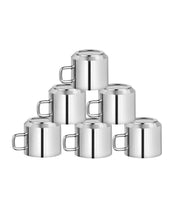 Tea Cups, Silver, Stainless Steel, Set of 6, 100 mL - MARKET 99