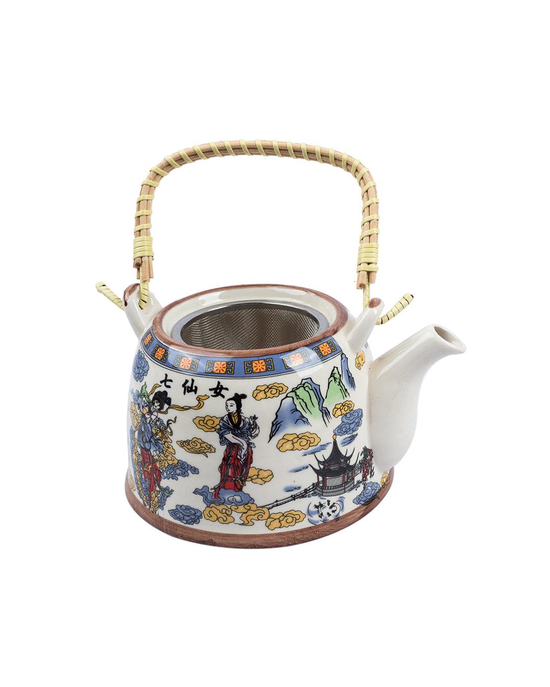 Teapot, Traditional Chinese Print, Multicolour, 1 Litre - MARKET 99
