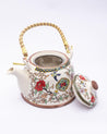 Teapot, with Steel Strainer, for Home & Office, Ancient Design Pattern, Multicolour, Ceramic, 1 Litre - MARKET 99
