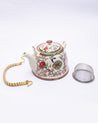 Teapot, with Steel Strainer, for Home & Office, Ancient Design Pattern, Multicolour, Ceramic, 1 Litre - MARKET 99