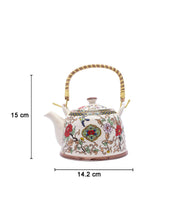 Teapot, with Steel Strainer, for Home & Office, Ancient Design Pattern, Multicolour, Ceramic, 1 Litre - MARKET 99