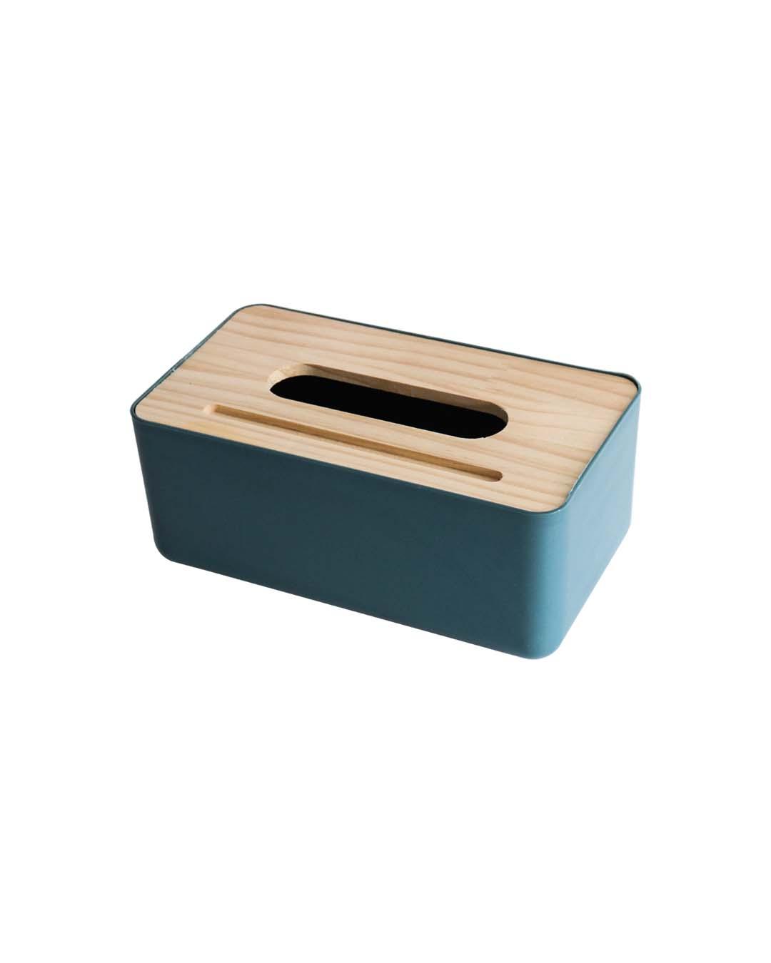 Textured Tissue Box with Lid, Deep Sea Green, Plastic - MARKET 99