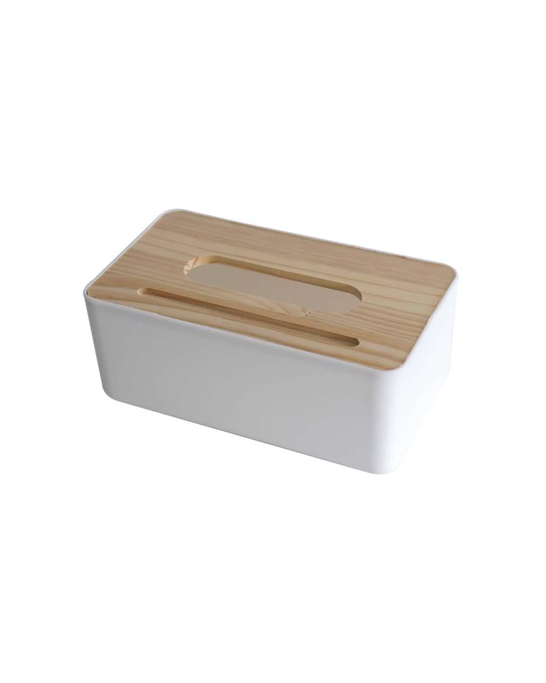 Textured Tissue Box with Lid, White, Plastic - MARKET 99