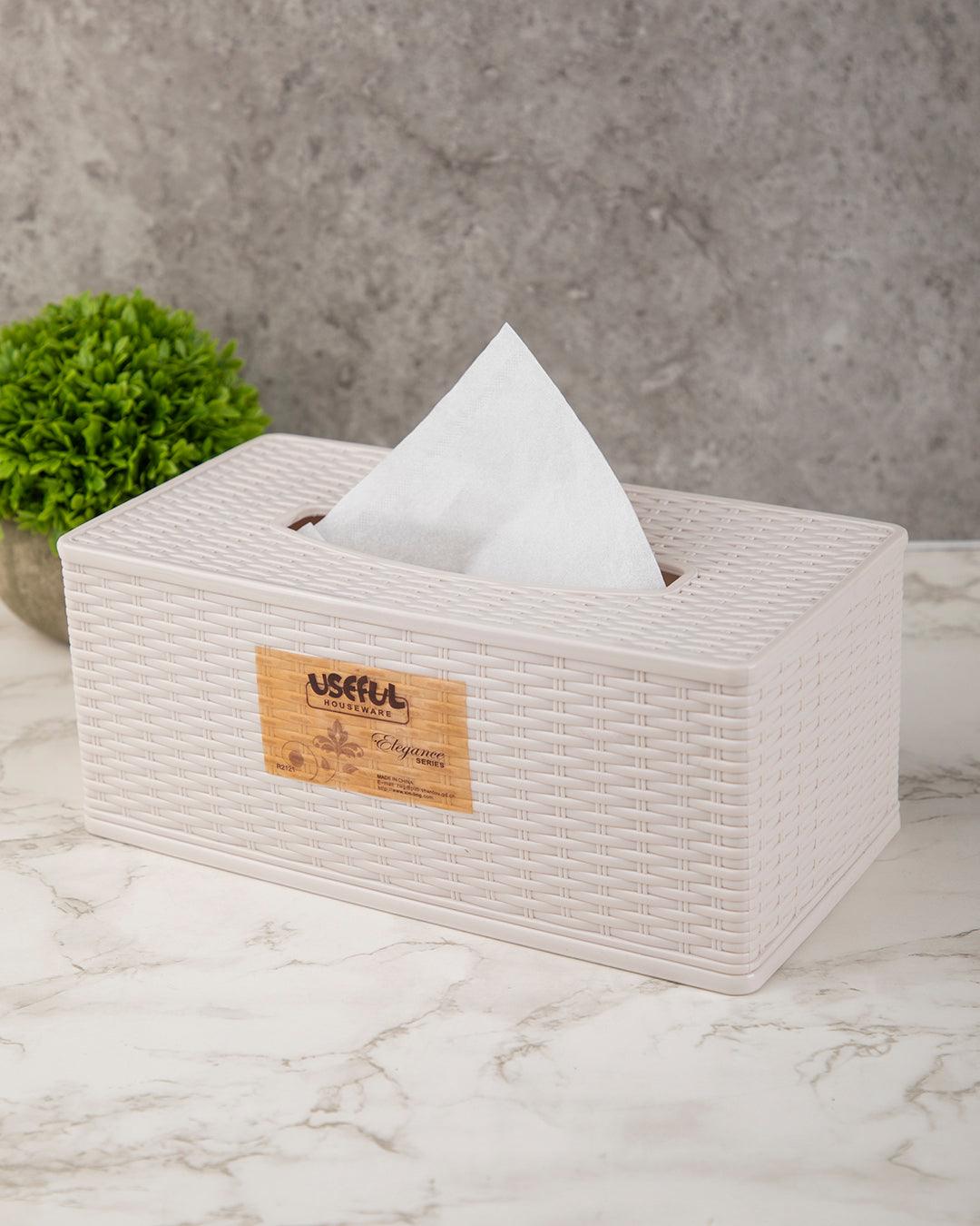 Tissue Box, Circular Shape, Beige, Plastic - MARKET 99