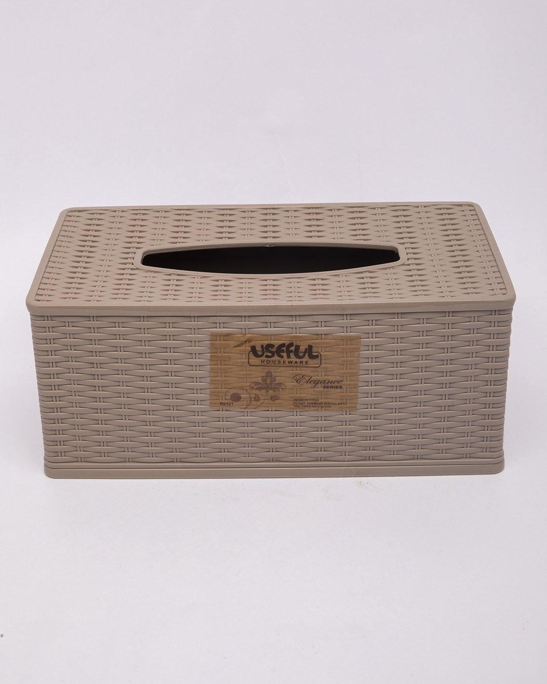 Tissue Box, Circular Shape Opening, Brown, Plastic - MARKET 99