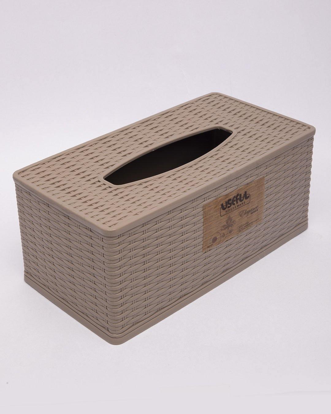 Tissue Box, Circular Shape Opening, Brown, Plastic - MARKET 99