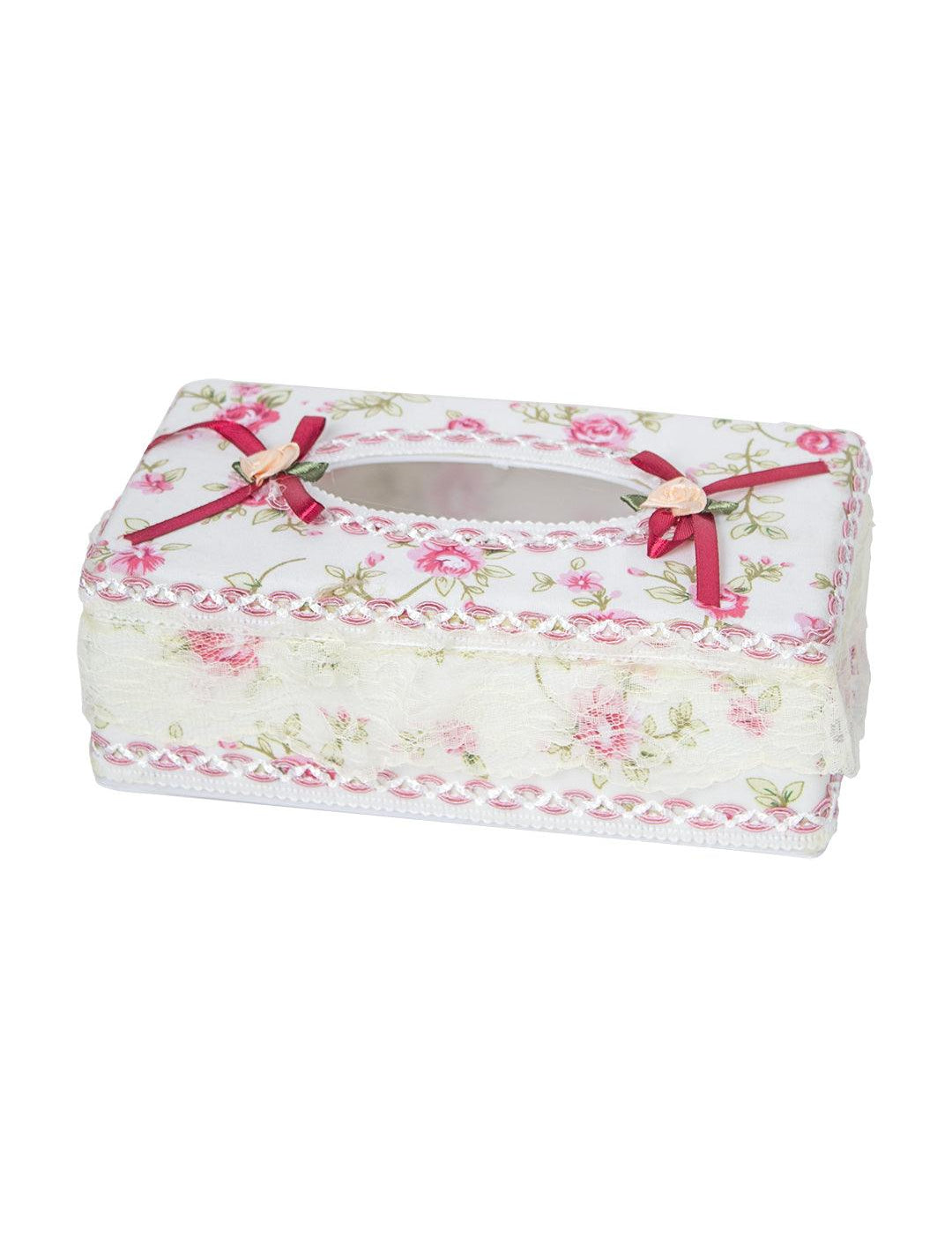 Tissue Box Holder, Cream & Red Colour, Plastic - MARKET 99