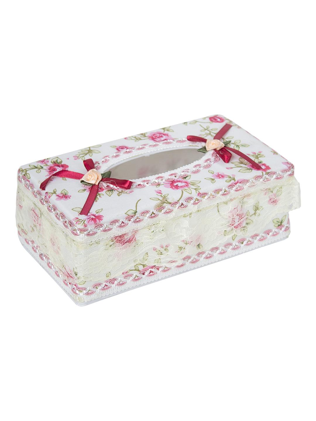 Tissue Box Holder, Cream & Red Colour, Plastic - MARKET 99