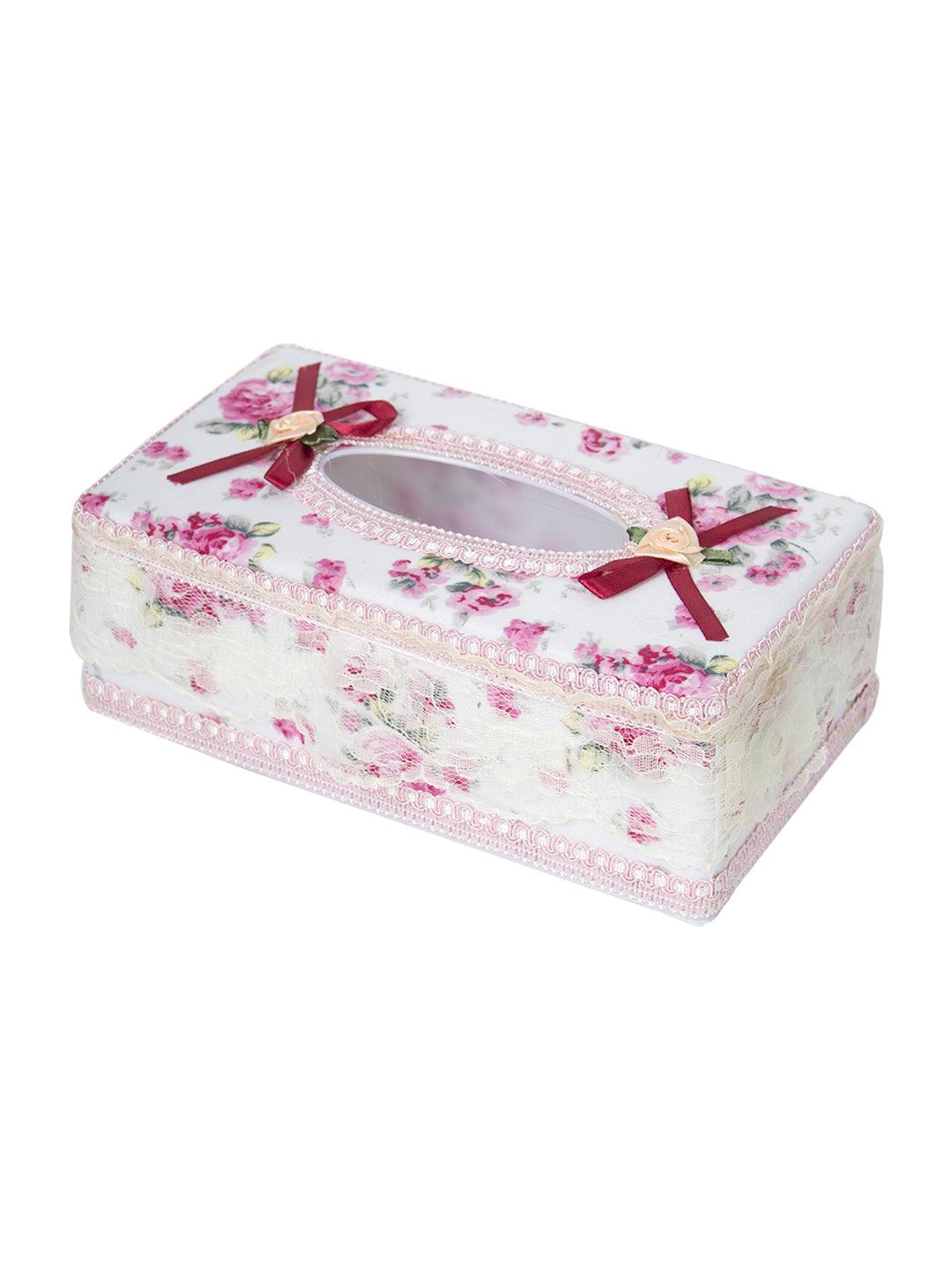 Tissue Box Holder, Modern Design, Cream & Pink Colour, Plastic - MARKET 99