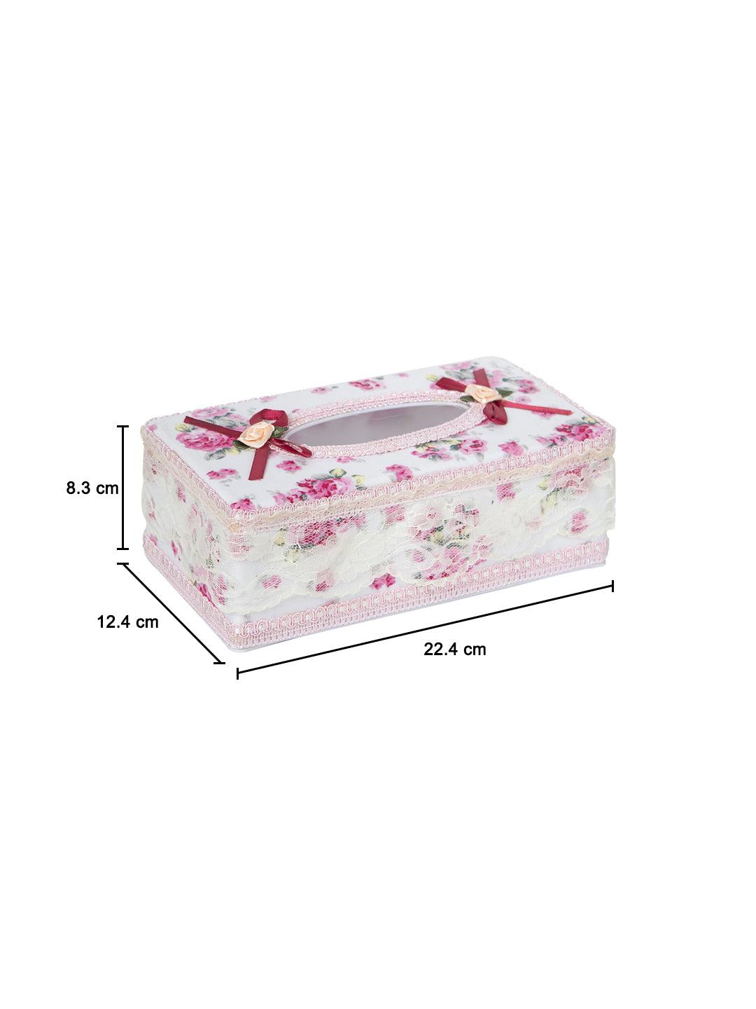 Tissue Box Holder, Modern Design, Cream & Pink Colour, Plastic - MARKET 99