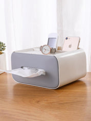 Tissue Box with Organiser, Deep Sea Green, Plastic - MARKET 99