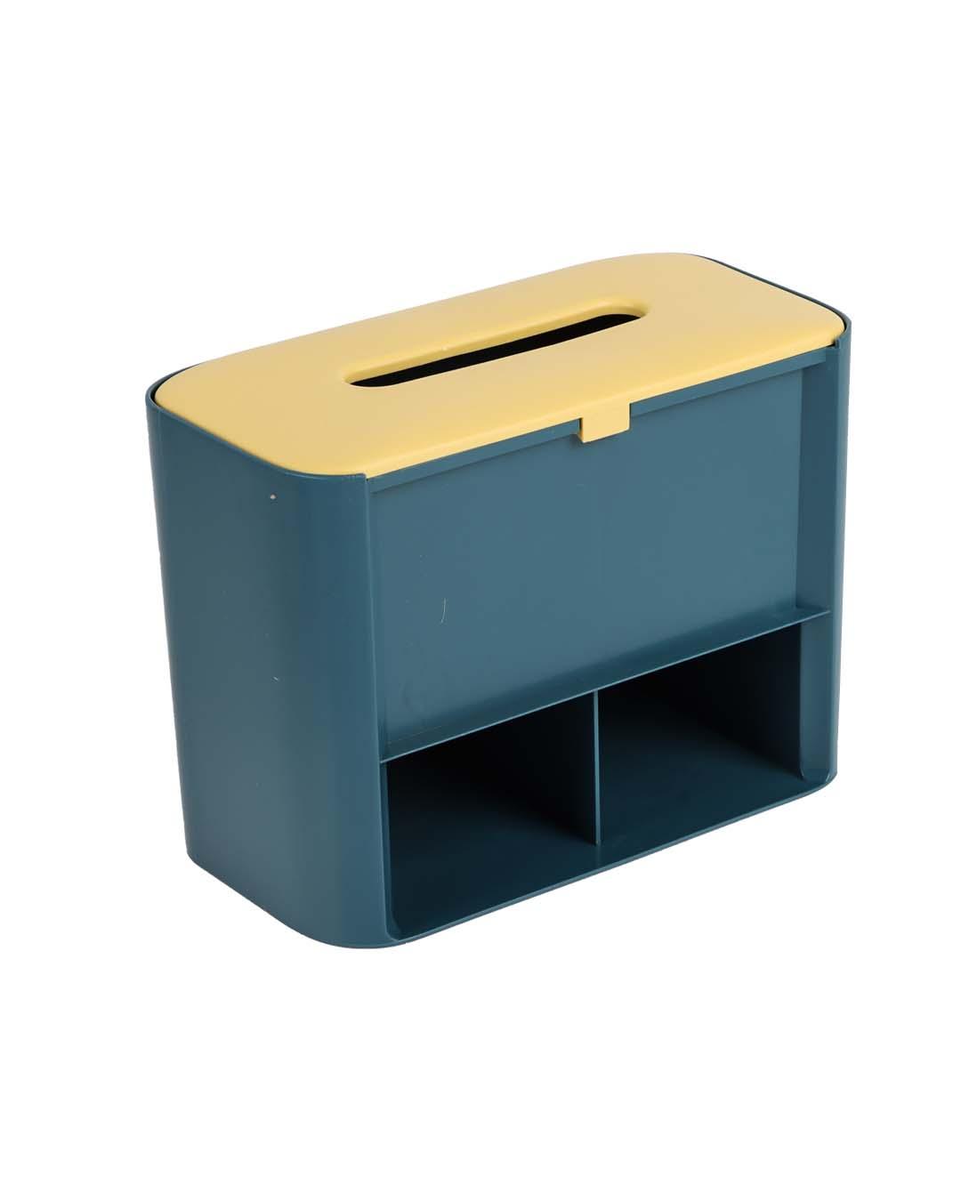 Tissue Box with Organiser, Deep Sea Green, Plastic - MARKET 99