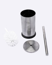 Toilet Brush with Holder, Bathroom Brush, Toilet Brush, Round, Silver, Stainless Steel - MARKET 99