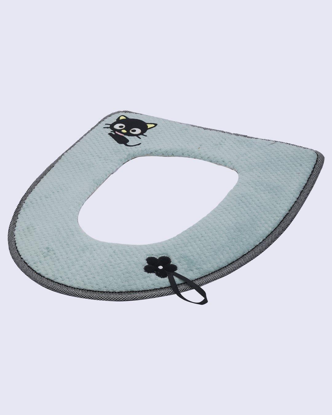 Toilet Seat Cover, Modern Design, Light Blue, Cotton - MARKET 99