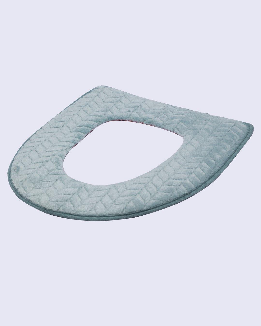 Toilet Seat Cover, Modern Design, Light Blue, Cotton - MARKET 99