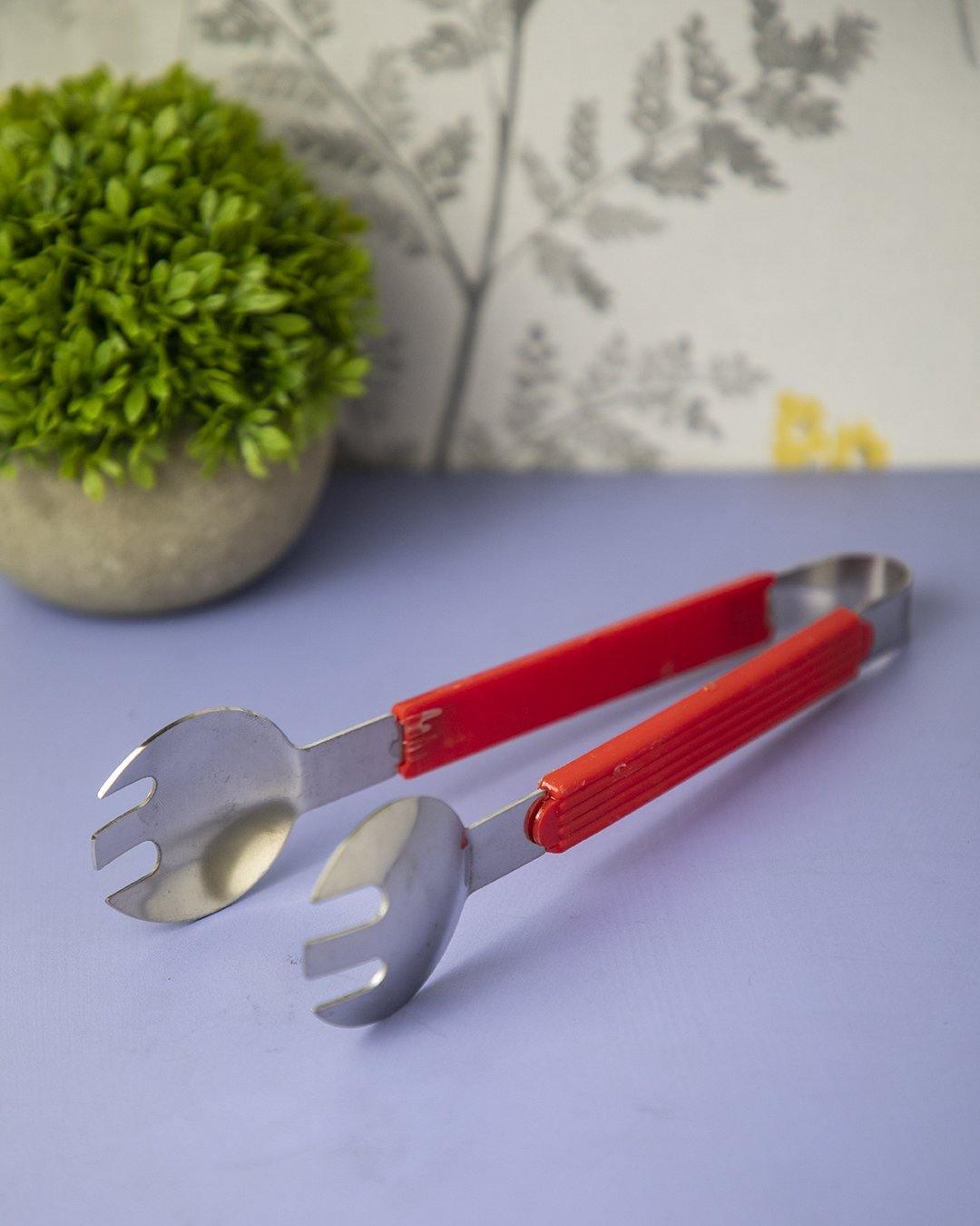 Tongs, Red, Stainless Steel - MARKET 99