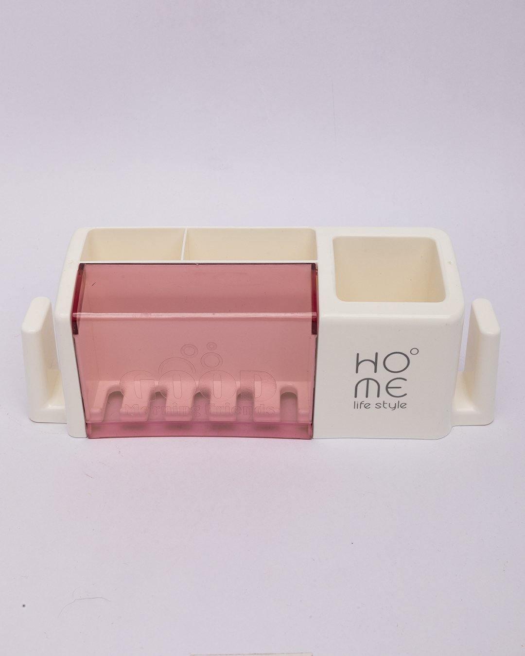 Toothbrush Holder, Pink, Plastic - MARKET 99