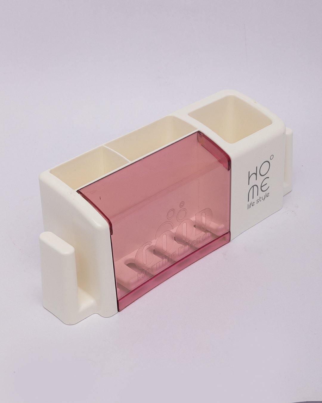Toothbrush Holder, Pink, Plastic - MARKET 99