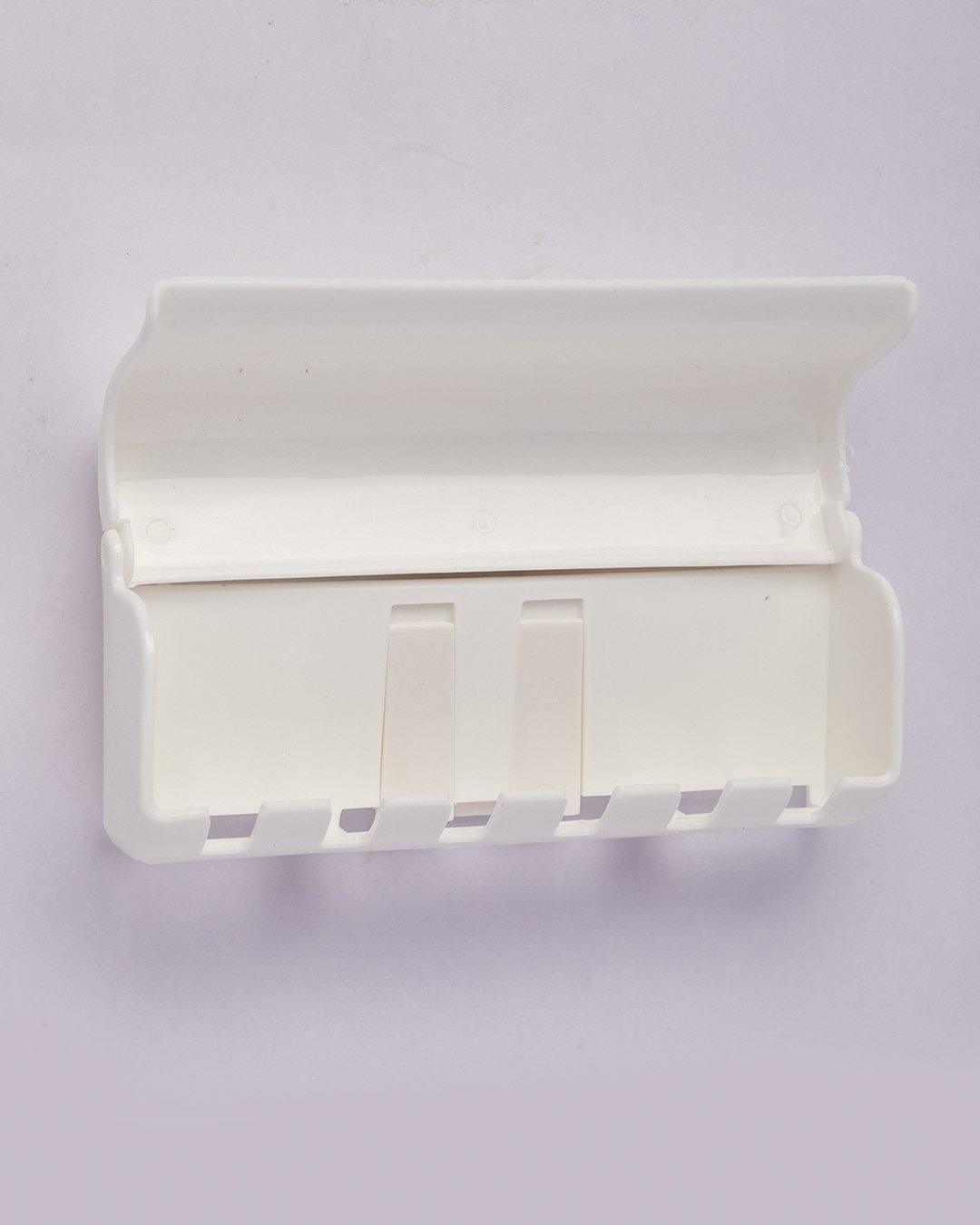 Toothbrush Holder, Wall Mounted, White, Plastic - MARKET 99