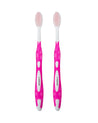 Toothbrushes With Soft Bristles, Pink, Plastic, Set of 2 - MARKET 99
